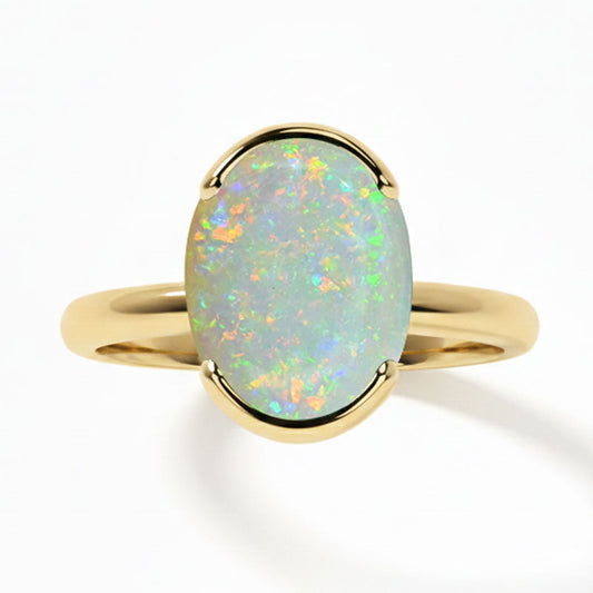 Opal (Special Quality) Gold Dual-Claw Ring (R4)
