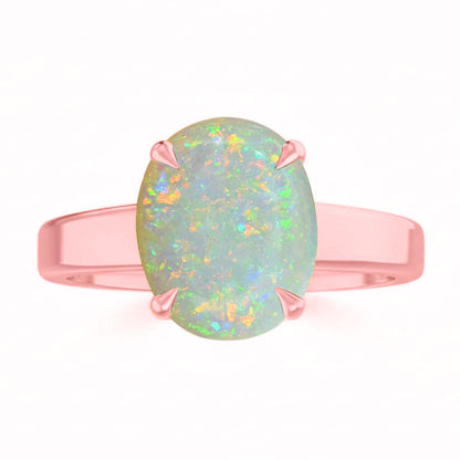 Opal (Special Quality) Rose Gold Classic Solitaire Ring (R2)