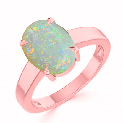 Opal (Special Quality) Rose Gold Classic Solitaire Ring (R2)