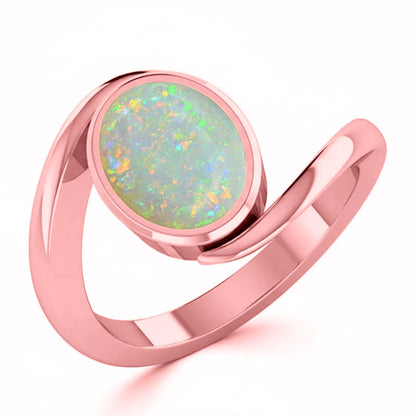Opal (Special Quality) Rose Gold Wave Ring (R3)