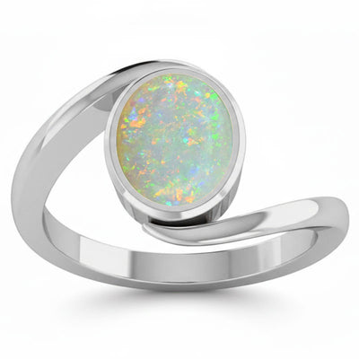 Opal (Special Quality) Silver Wave Ring (R3)