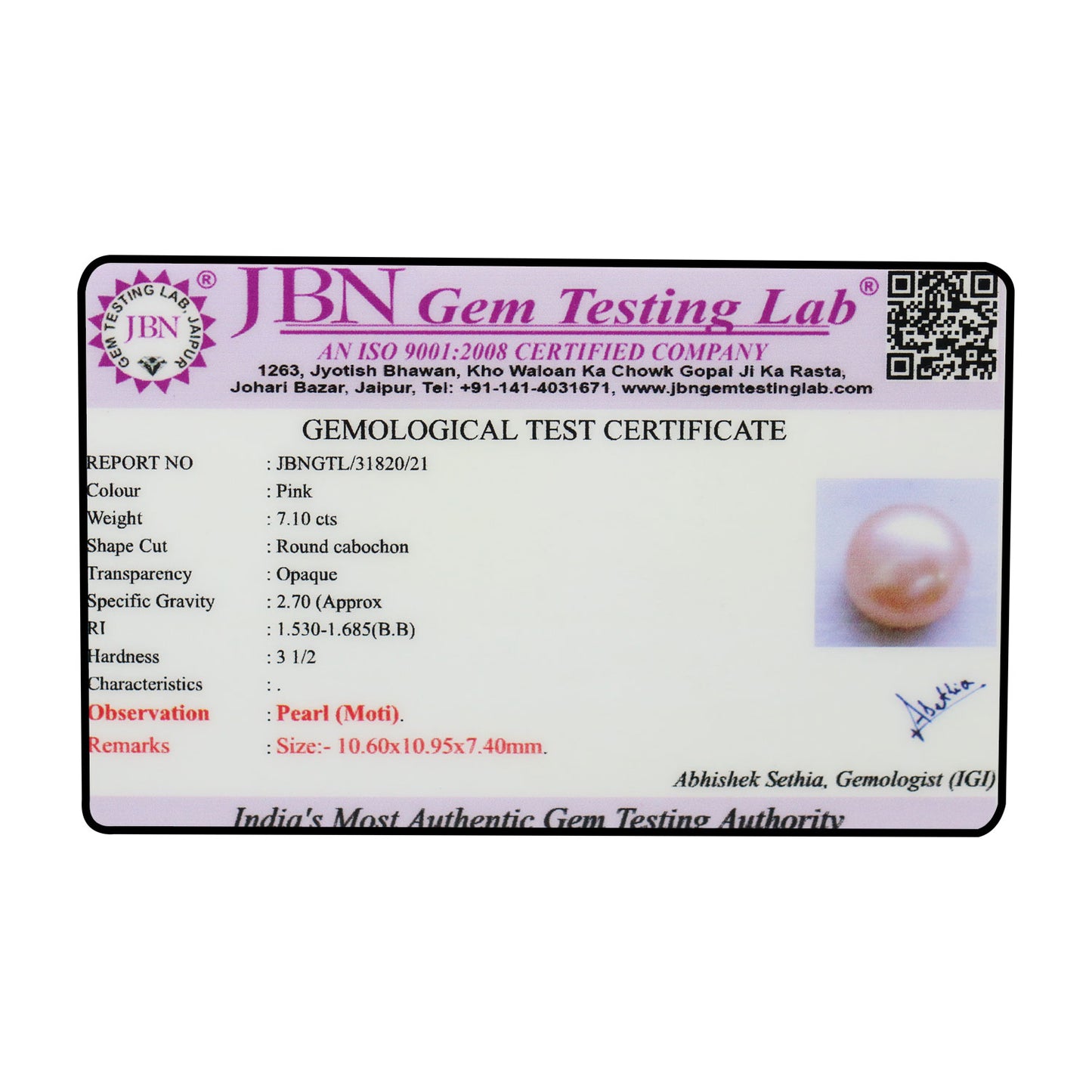 Fresh Water Pearl (Moti) 7.1 Carat
