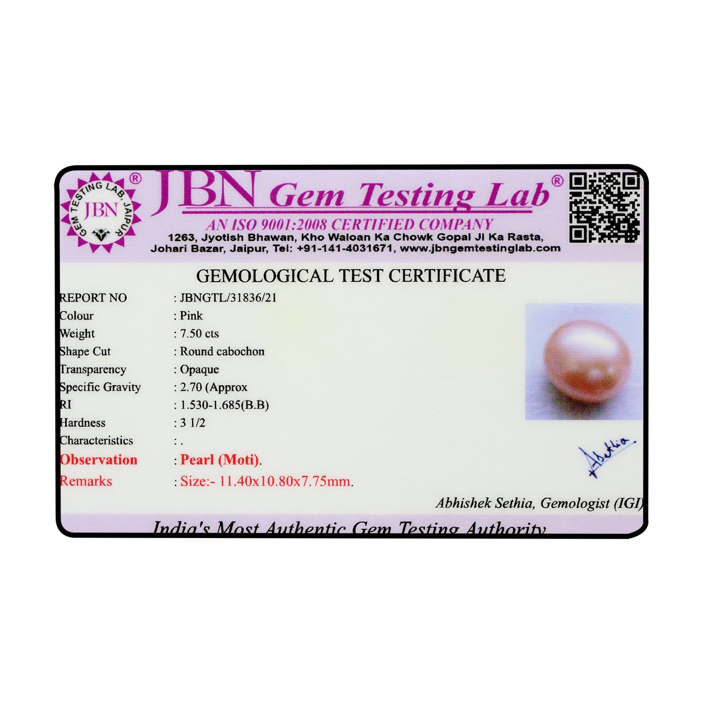 Fresh Water Pearl (Moti) 7.5 Carat