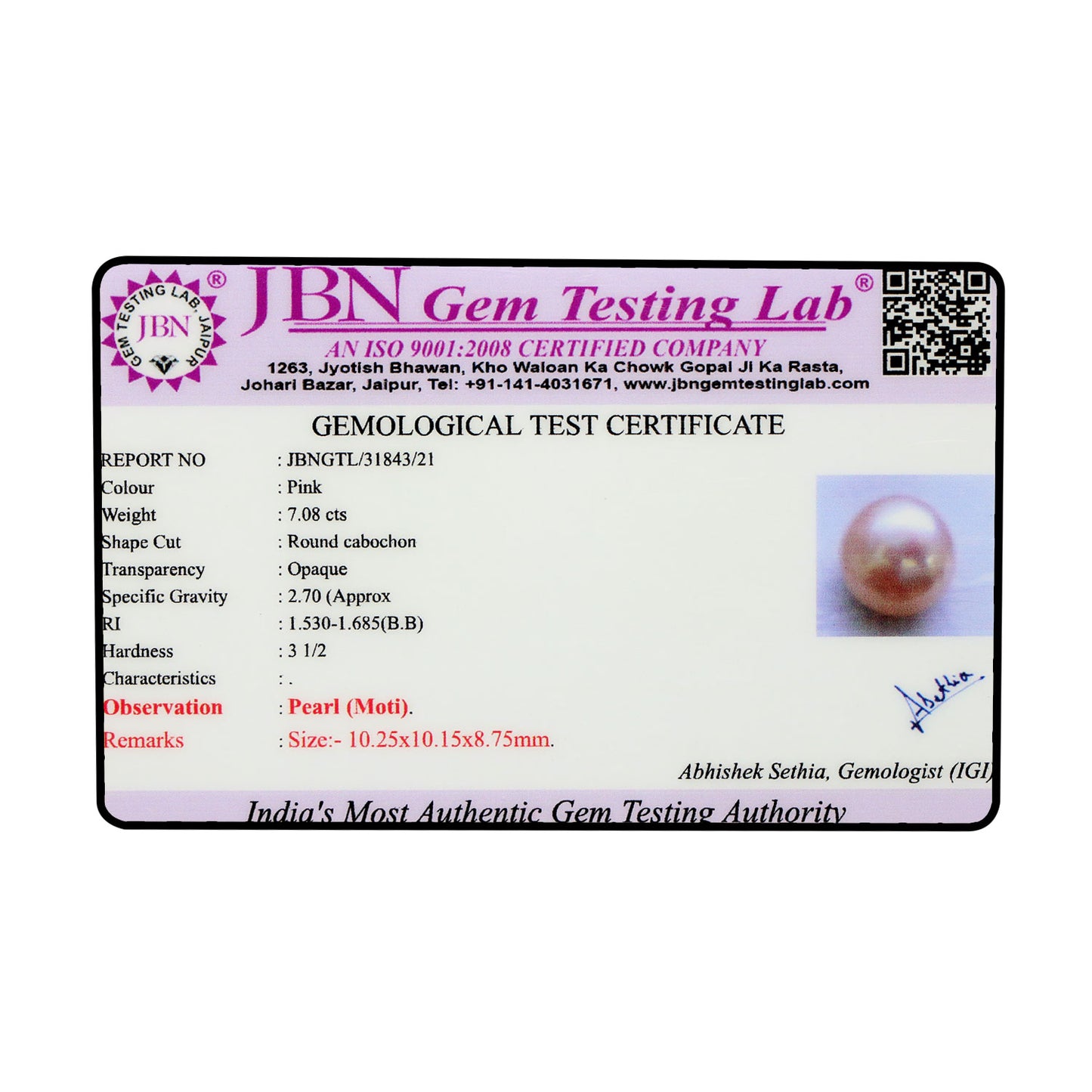 Fresh Water Pearl (Moti) 7.08 Carat