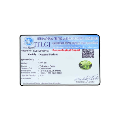 Afghani Peridot 3.44 Carat