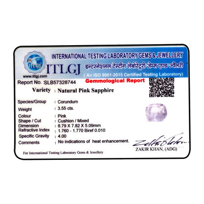 Pink Sapphire (Srilanka) Cts 3.55 Ratti 3.91