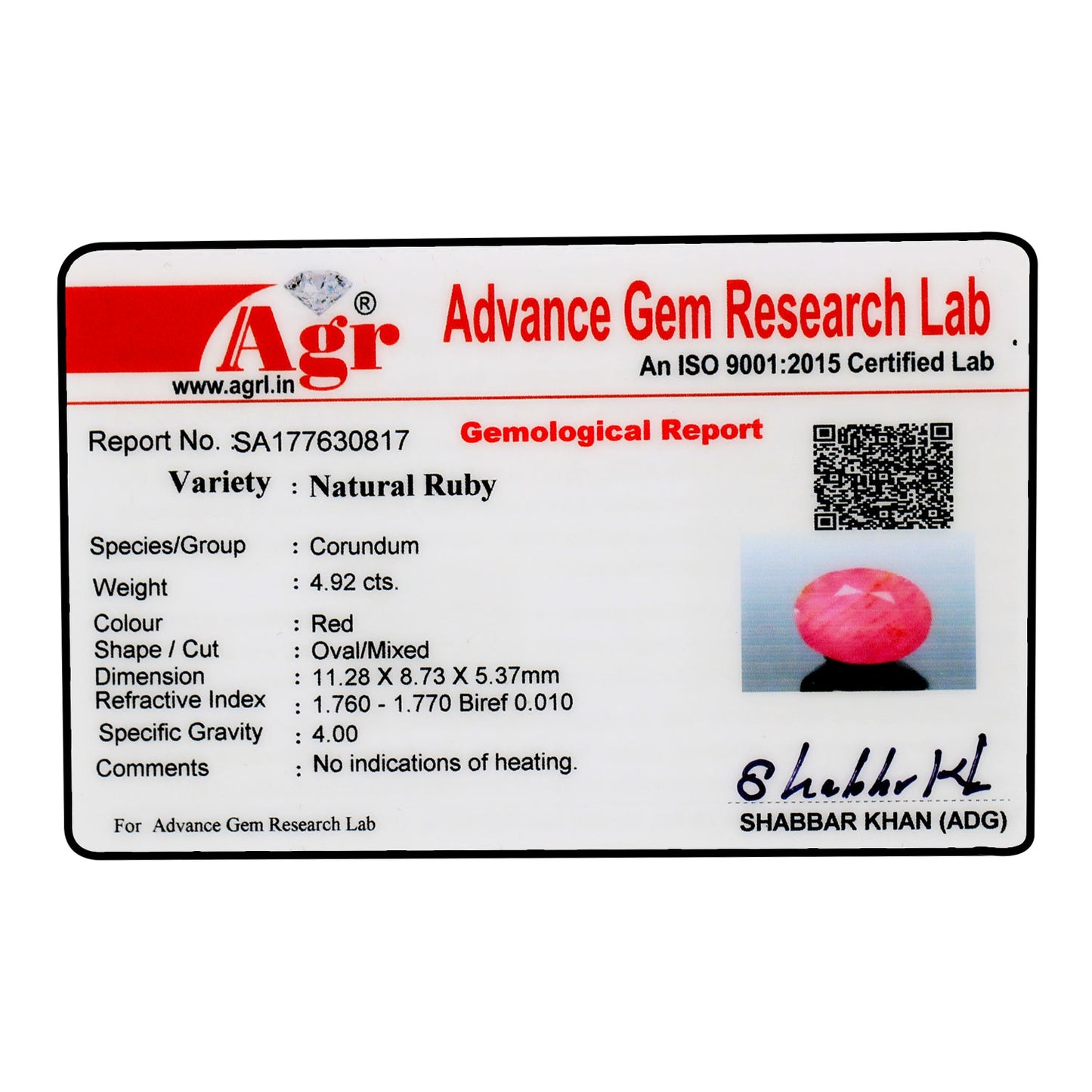 Ruby - 4.92 Carat
