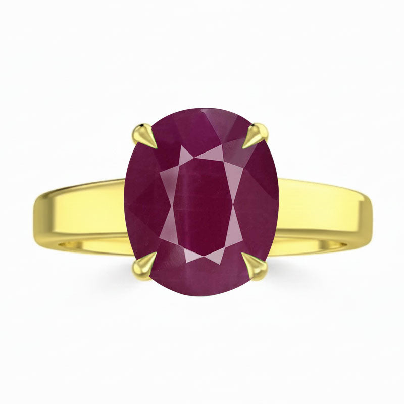 Manik R2 Astrological Natural Ruby(Manik) Yellow Gold Classic Solitaire Ring (R2 ...