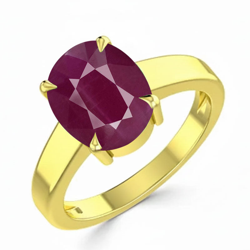 Ruby (Special Quality) Gold Classic Solitaire Ring (R2)