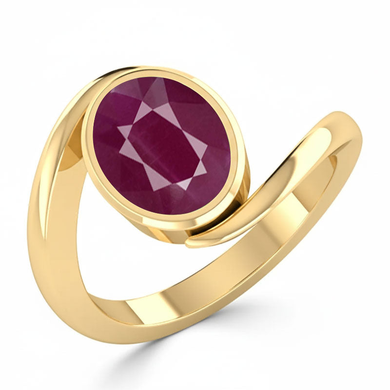 Ruby (Special Quality) Gold Wave Ring (R3)