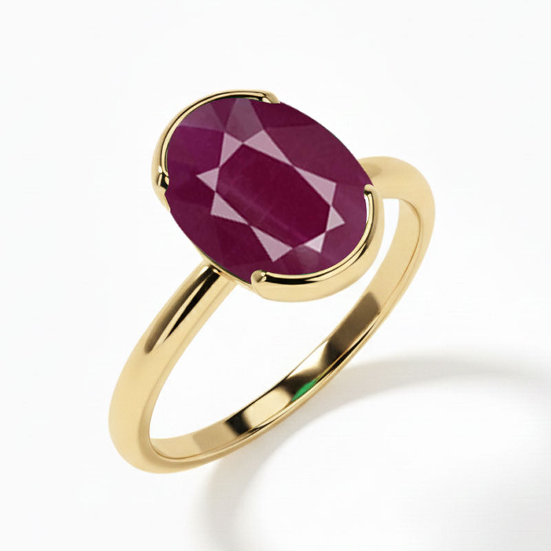 Ruby (Special Quality) Gold Dual-Claw Ring (R4)