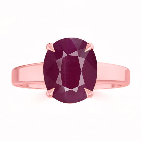 Ruby (Special Quality) Rose Gold Classic Solitaire Ring (R2)