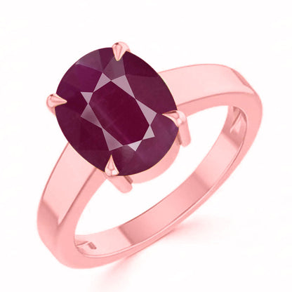 Ruby (Special Quality) Rose Gold Classic Solitaire Ring (R2)