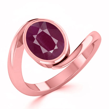Ruby (Special Quality) Rose Gold Wave Ring (R3)