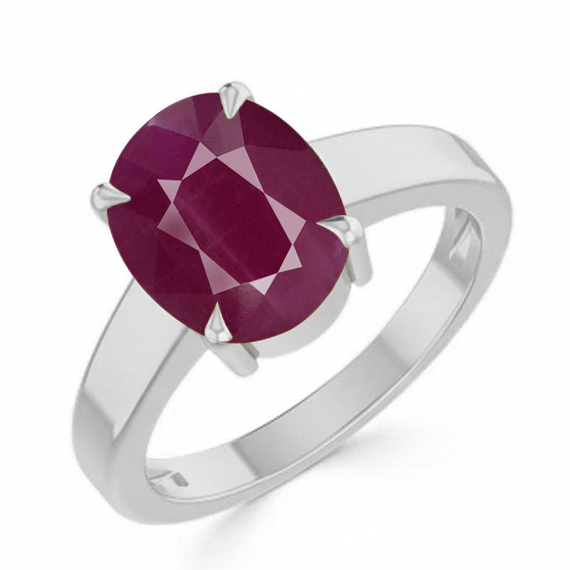 Ruby (Special Quality) Silver Classic Solitaire Ring (R2)