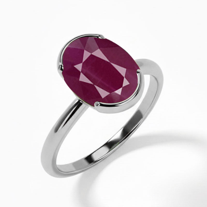 Ruby (Special Quality) Silver Dual-Claw Ring (R4)