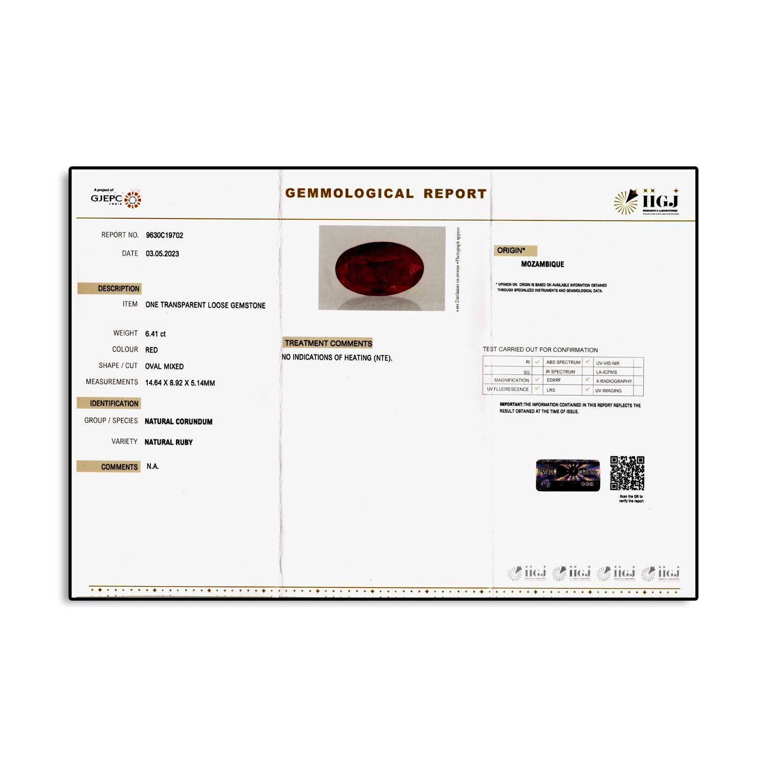Natural Mozambique Ruby Stone 6.41 Carat Online