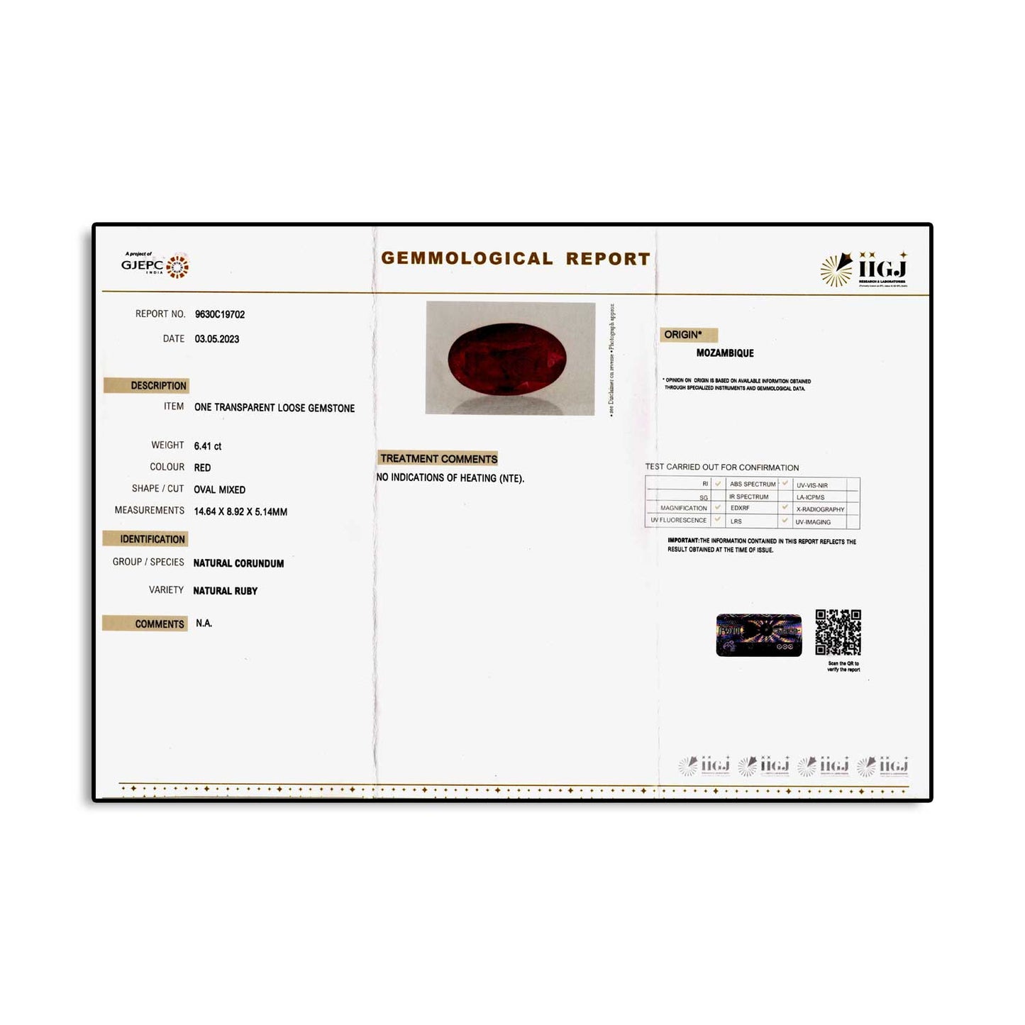 Mozambique Ruby Carat 6.41