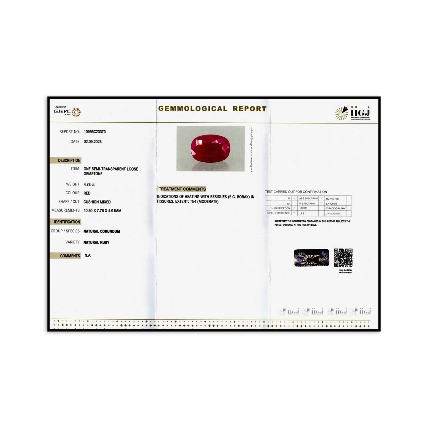 Burmese Ruby (Heated) Cts 4.78