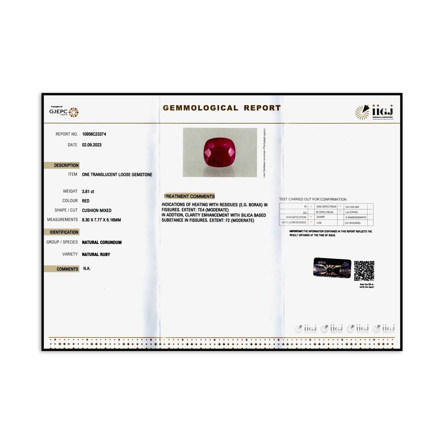 Burmese Ruby (Heated) Cts 3.81
