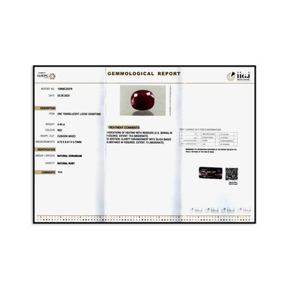 Burmese Ruby (Heated) Cts 4.45