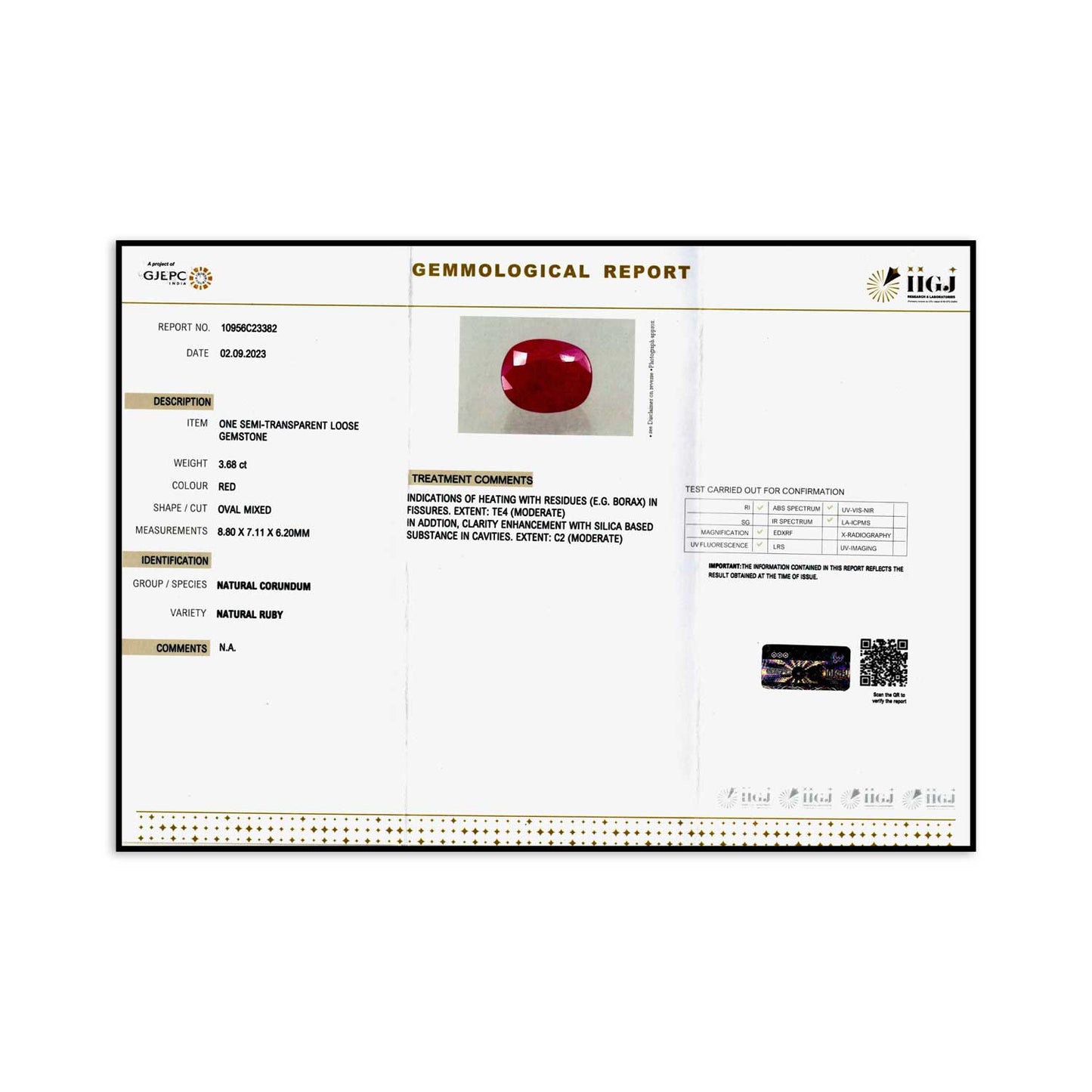 Burmese Ruby (Heated) Cts 3.68