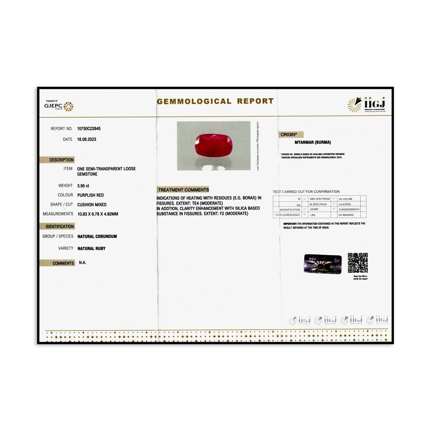 Burmese Ruby (Heated) Cts 3.95