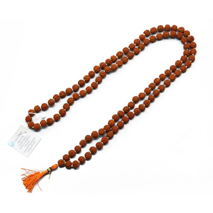 Original 5 Mukhi Rudraksha Jaap Mala (108+1 Beads) GJSPC Certified 6.50 - 7.00 M.M.