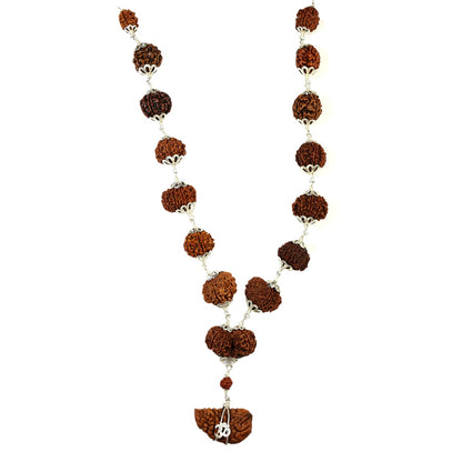 Rudraksha Silver Siddha Mala 1 to 14 Mukhi With Gauri Shankar, Ganesh Rudraksha GJSPC Certified