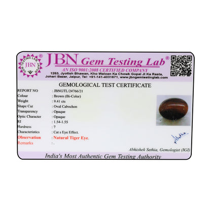 Natural Tiger Eye Gemstone Cts 9.41 Ratti 10.35