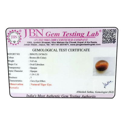 Natural Tiger Eye Gemstone Cts 3.63 Ratti 3.99
