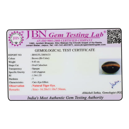 Natural Tiger Eye Gemstone Cts 9.43 Ratti 10.37