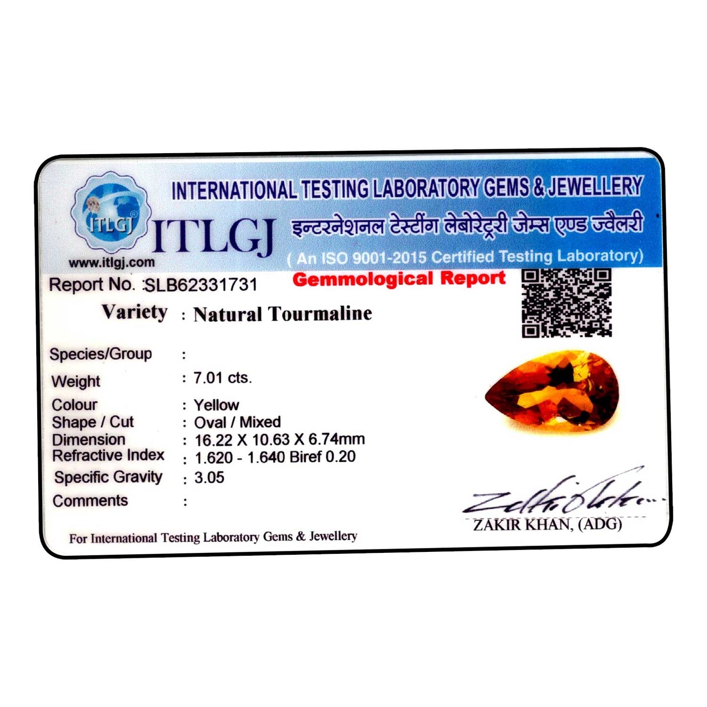 Natural Tourmaline Cts 7.01 Ratti 7.71