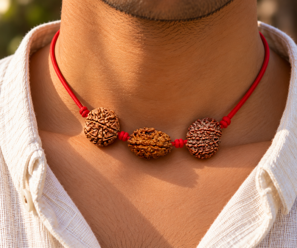 Raj Tejas Kavach - 12, 3 & 7 Mukhi Rudraksha