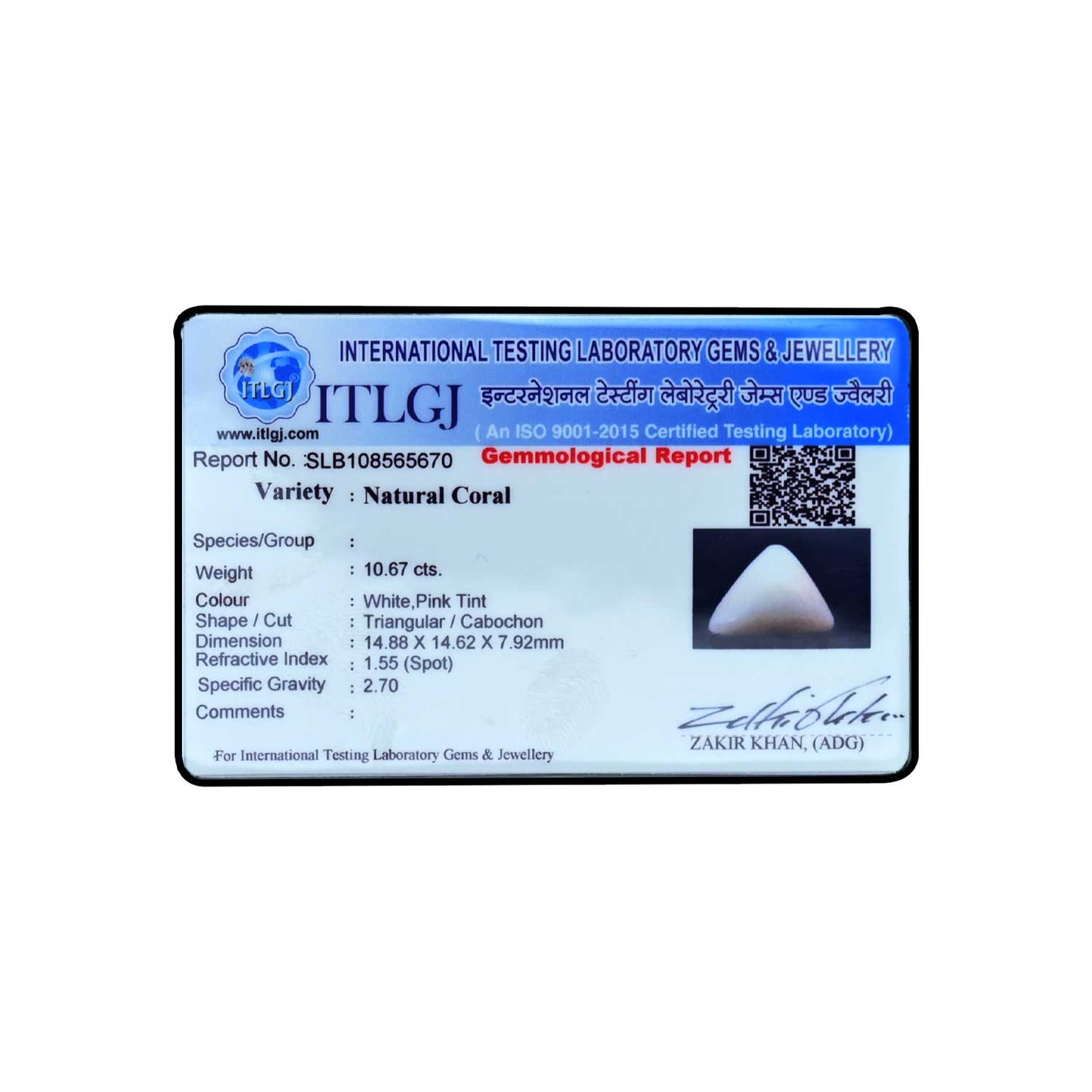 Japani White Coral 10.67 Carat