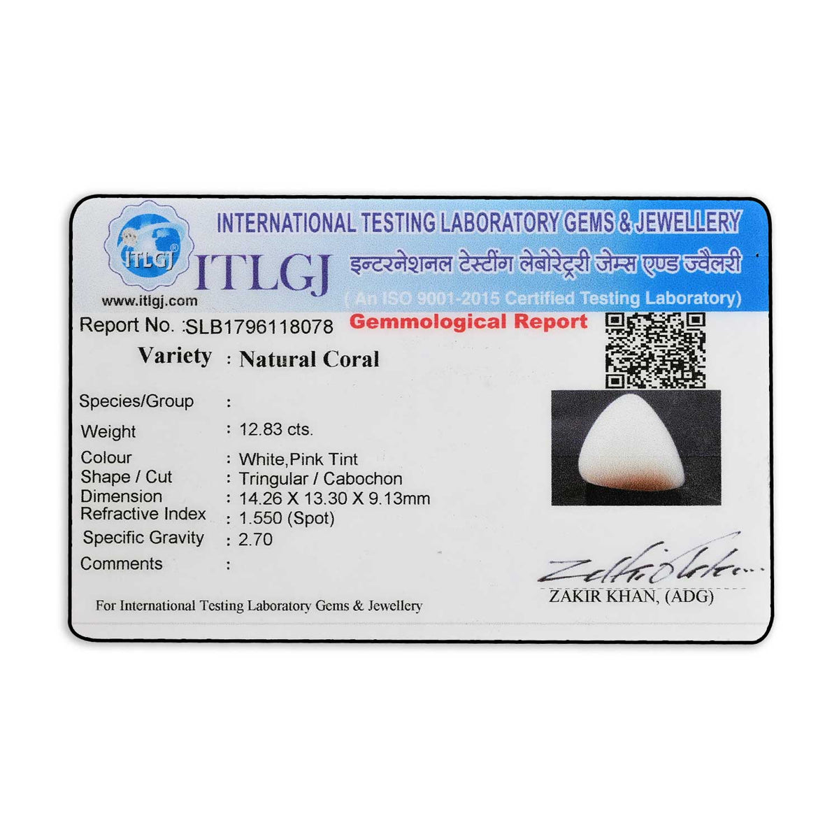 Japani White Coral 12.83 Carat