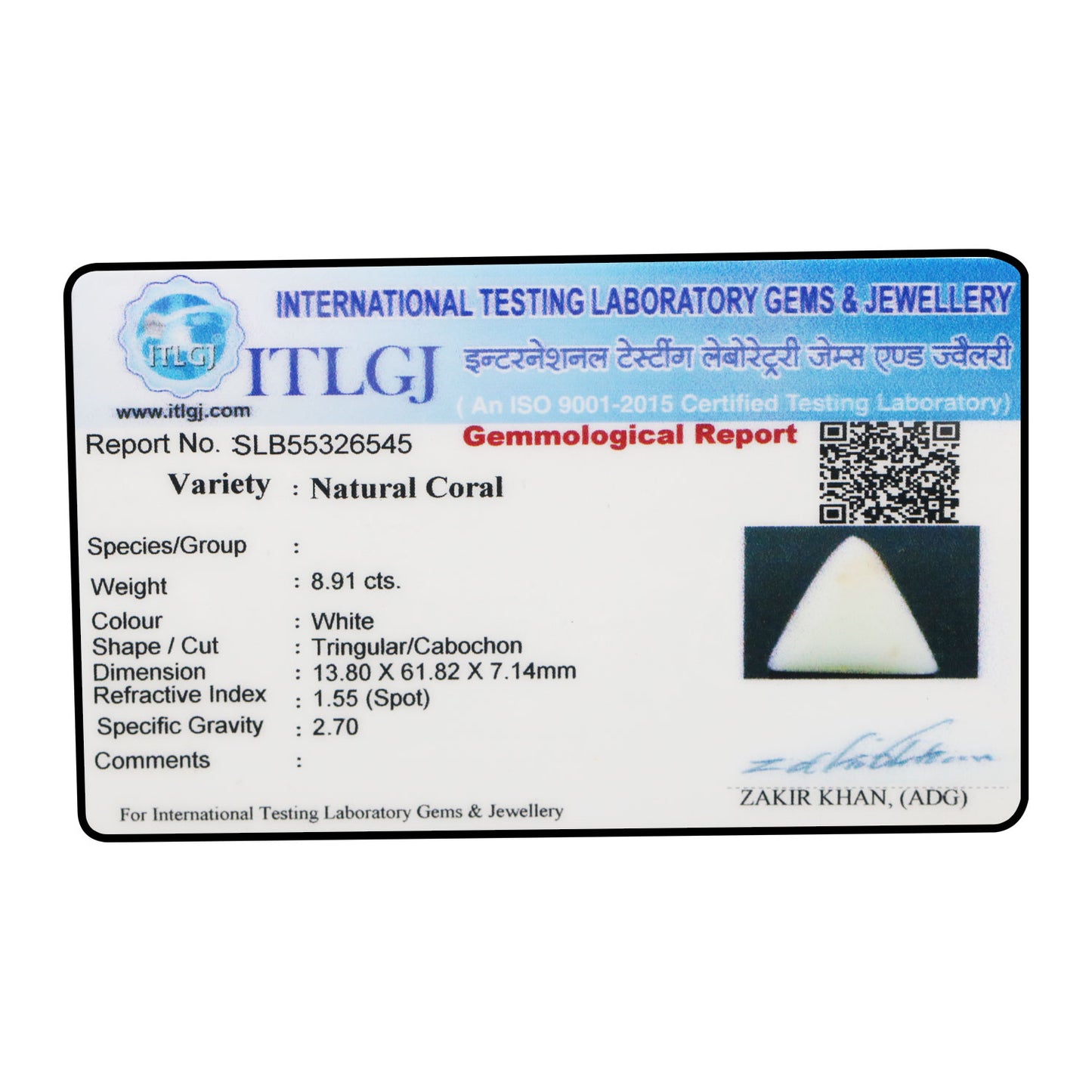 Japani White Coral 8.91 Carat