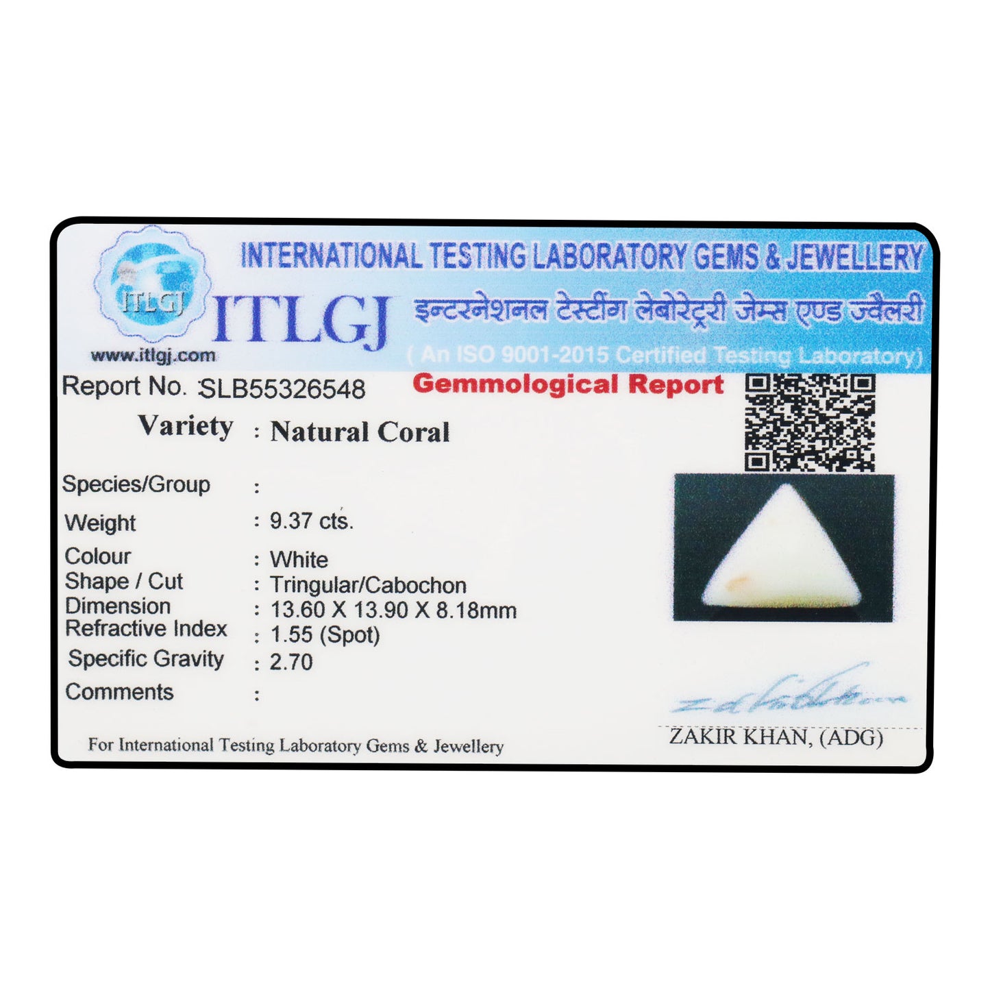 Japani White Coral 9.37 Carat