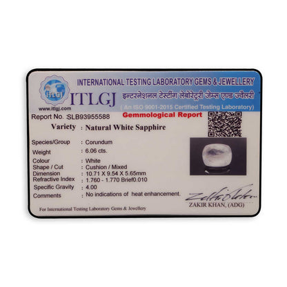 Ceylon White Sapphire 6.06 Carat