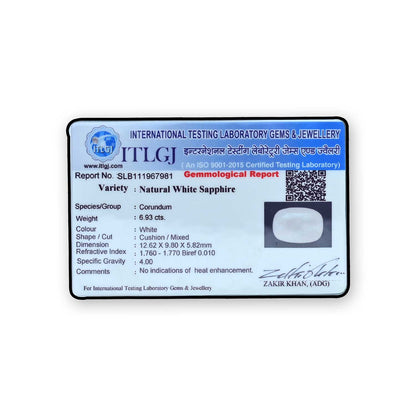 WHITE SAPPHIRE 6.93 CARAT