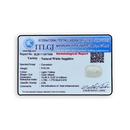 WHITE SAPPHIRE 6.52 CARAT