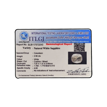 Ceylon White Sapphire 2.96 Carat
