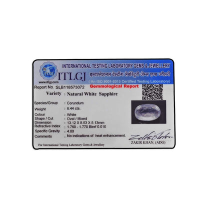 Ceylon White Sapphire 6.44 Carat