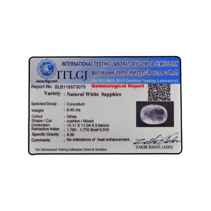 Ceylon White Sapphire 8.45 Carat