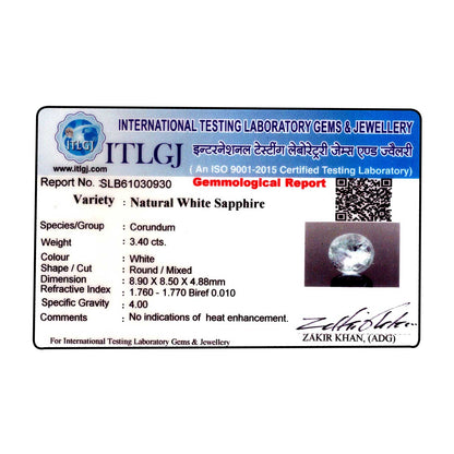 Ceylon White Sapphire 3.4 Carat