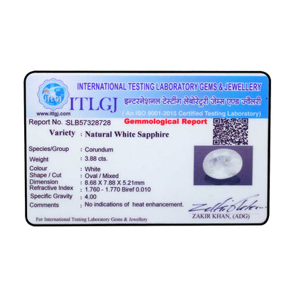 Ceylon White Sapphire 3.88 Carat