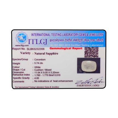 Ceylon White Sapphire 5.74 Carat