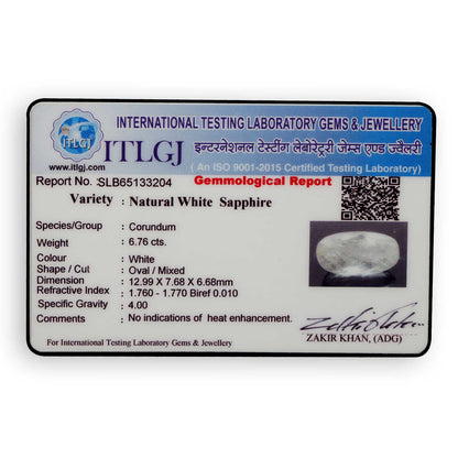 Ceylon White Sapphire 6.76 Carat