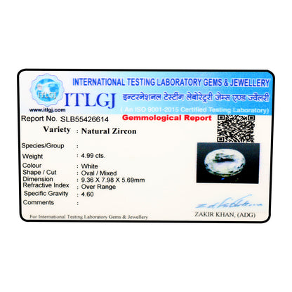 White Zircon 4.99 Carat