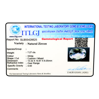 White Zircon 7.27 Carat